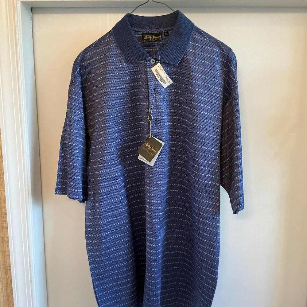 Bobby Jones Mens Cotton Golf Shirt - Blue